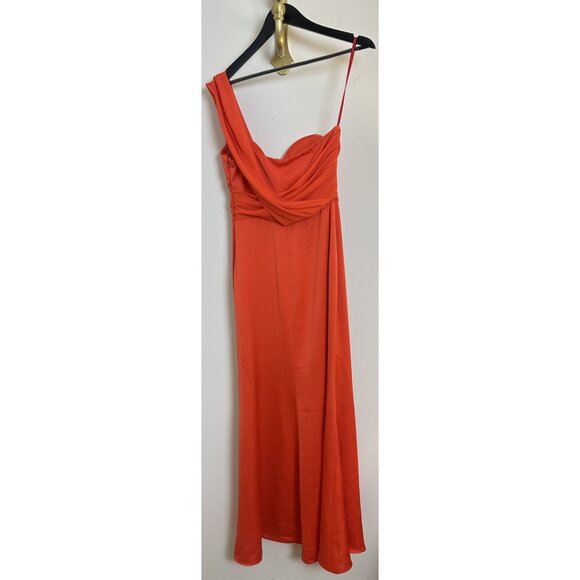 HALSTON Roselle One-Shoulder Cotton Blend Crepe Gown in Orange Spice Size US 2 - Picture 5 of 10